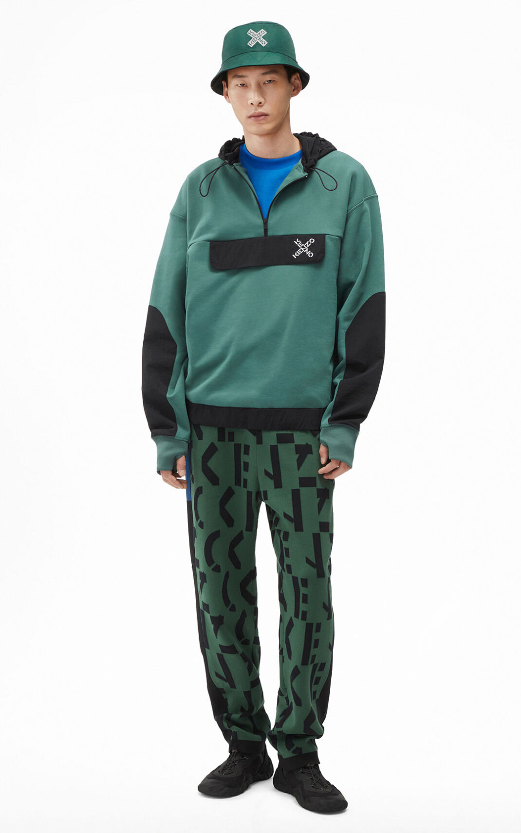 Sweat Kenzo Homme Sport oversize Vert Foncé DSGKP-5810